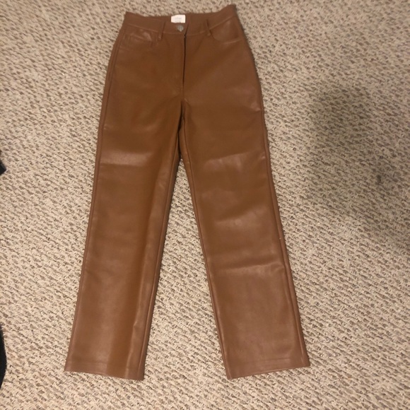 Aritzia Wilfred Melina Cropped Pant in Cognac - Picture 3 of 4